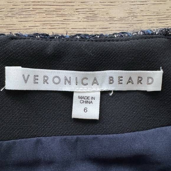 Veronica Beard Mirabelle Tweed Button-Front Skirt Black, Navy Blue Silver Size 6 - Picture 8 of 11